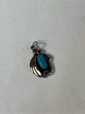 Dainty Sterling silver and turquoise pendant. Stackable. Southwestern